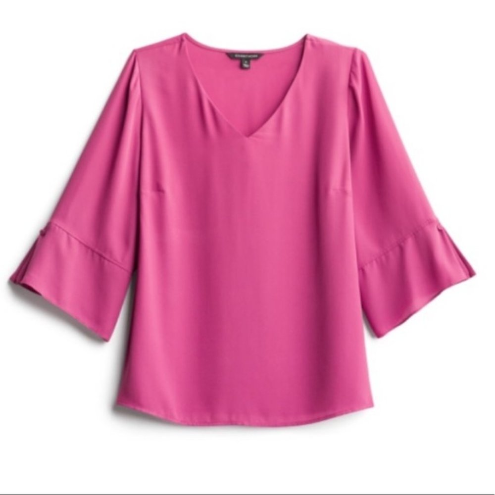 41 Hawthorn Hot Pink V-neck Draped Blouse Top 1X